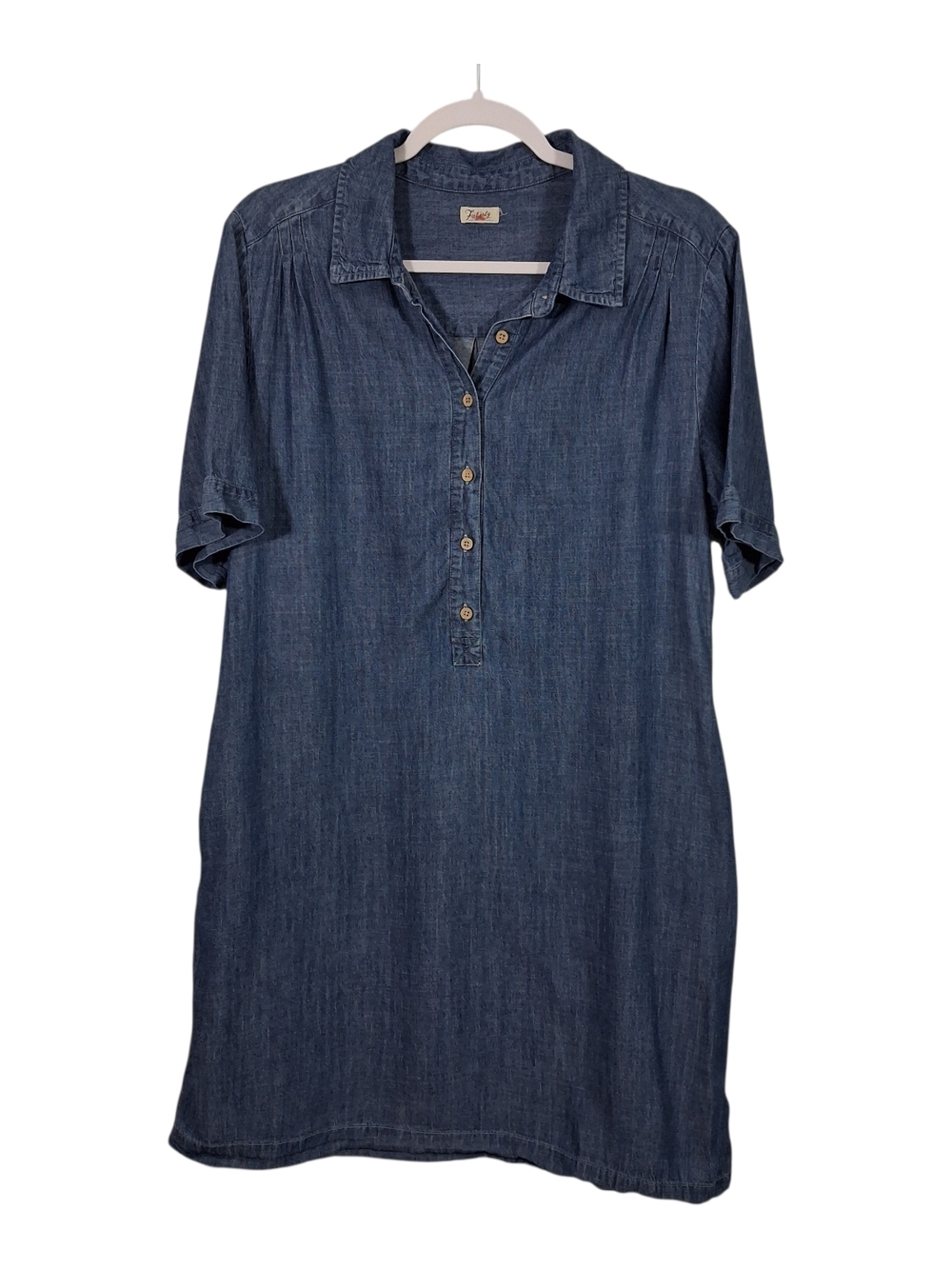 Faherty Chambray Linen Blend Button-Front Dress Size L Blue. (Size Tag Removed)